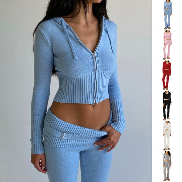 Women’s Zip Hoodie & High-Waist Pants 2-Piece Set